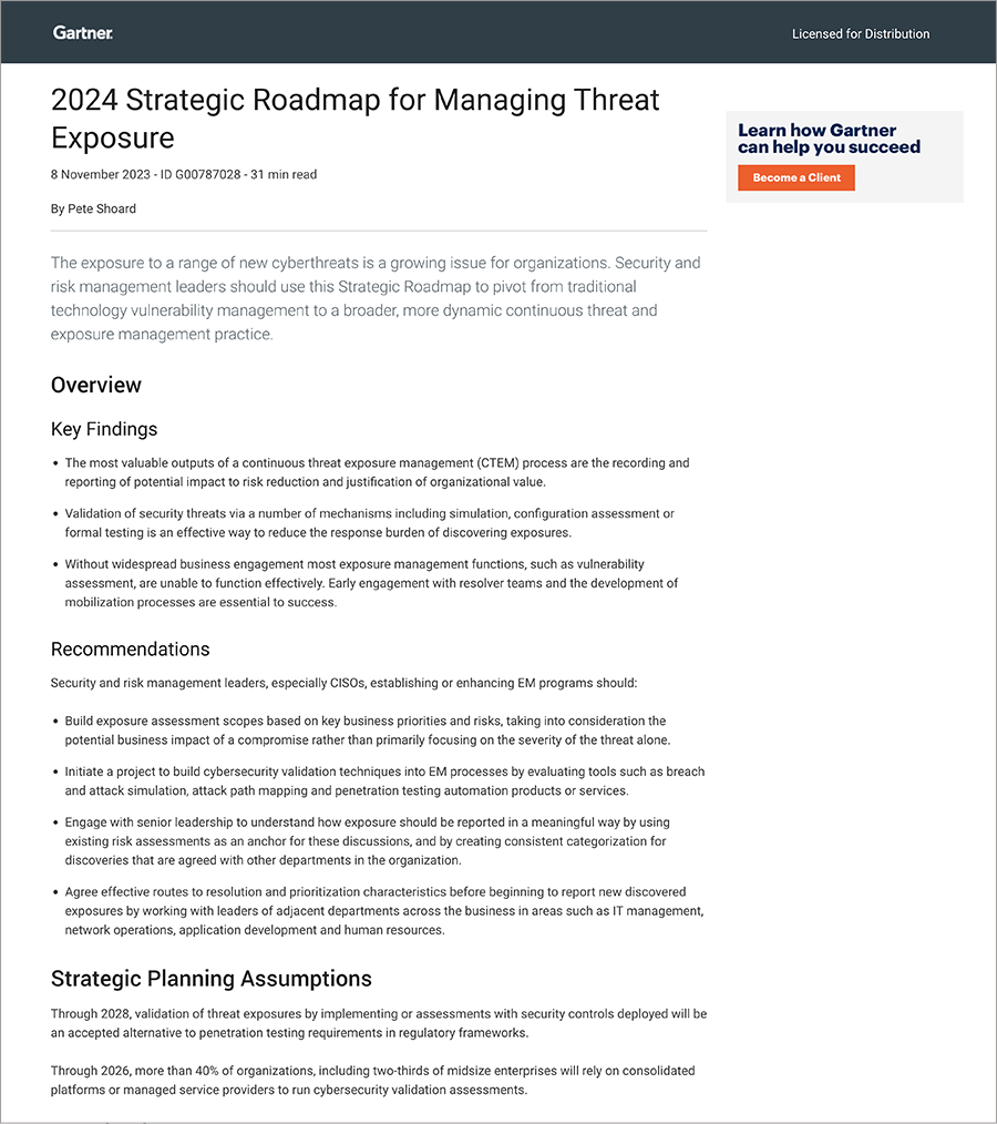 2024 Gartner® Strategic Roadmap for Managing Threat Exposure BreachLock
